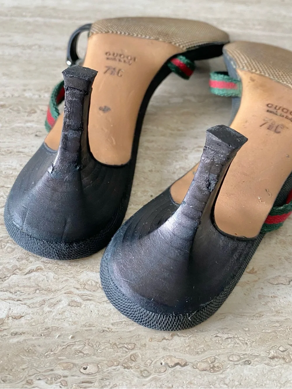 Vintage Gucci Tom Ford-era Stripe GG Sandal Heels - Picture 9 of 9